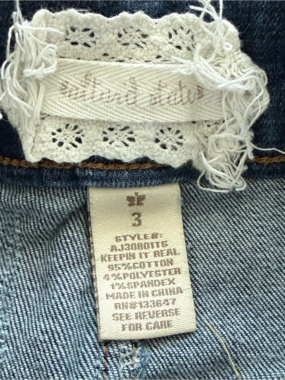 Altar'd State Distressed Dark Blue Denim Shorts with Frayed Hem